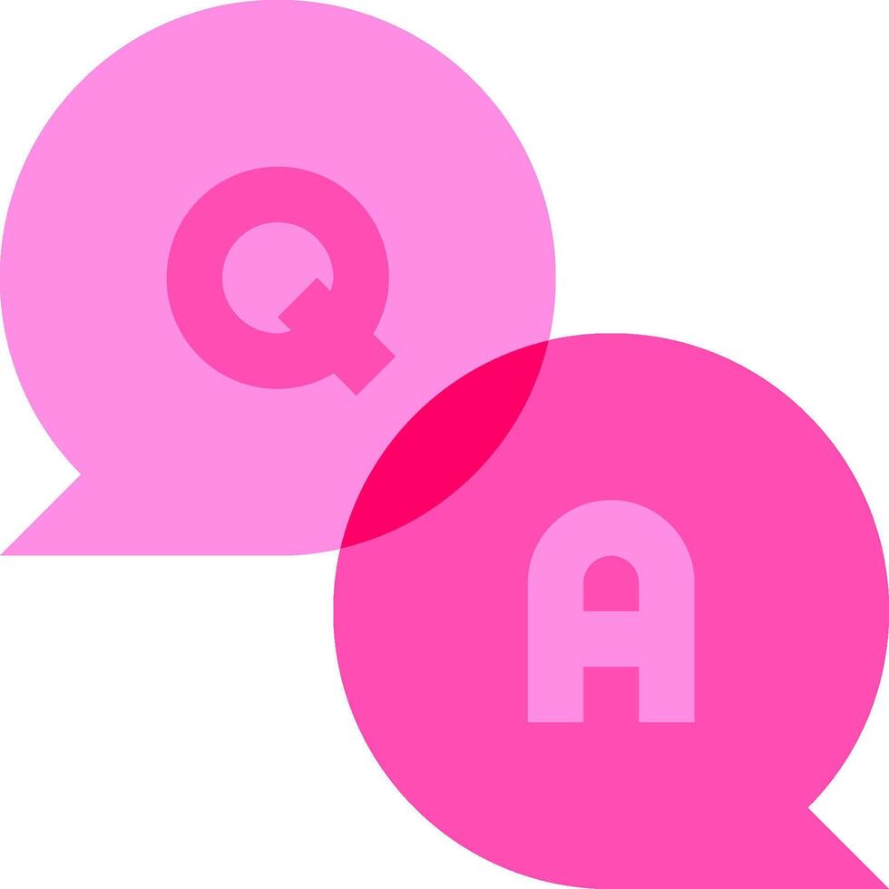 Two pink speech bubbles with the letter q vector