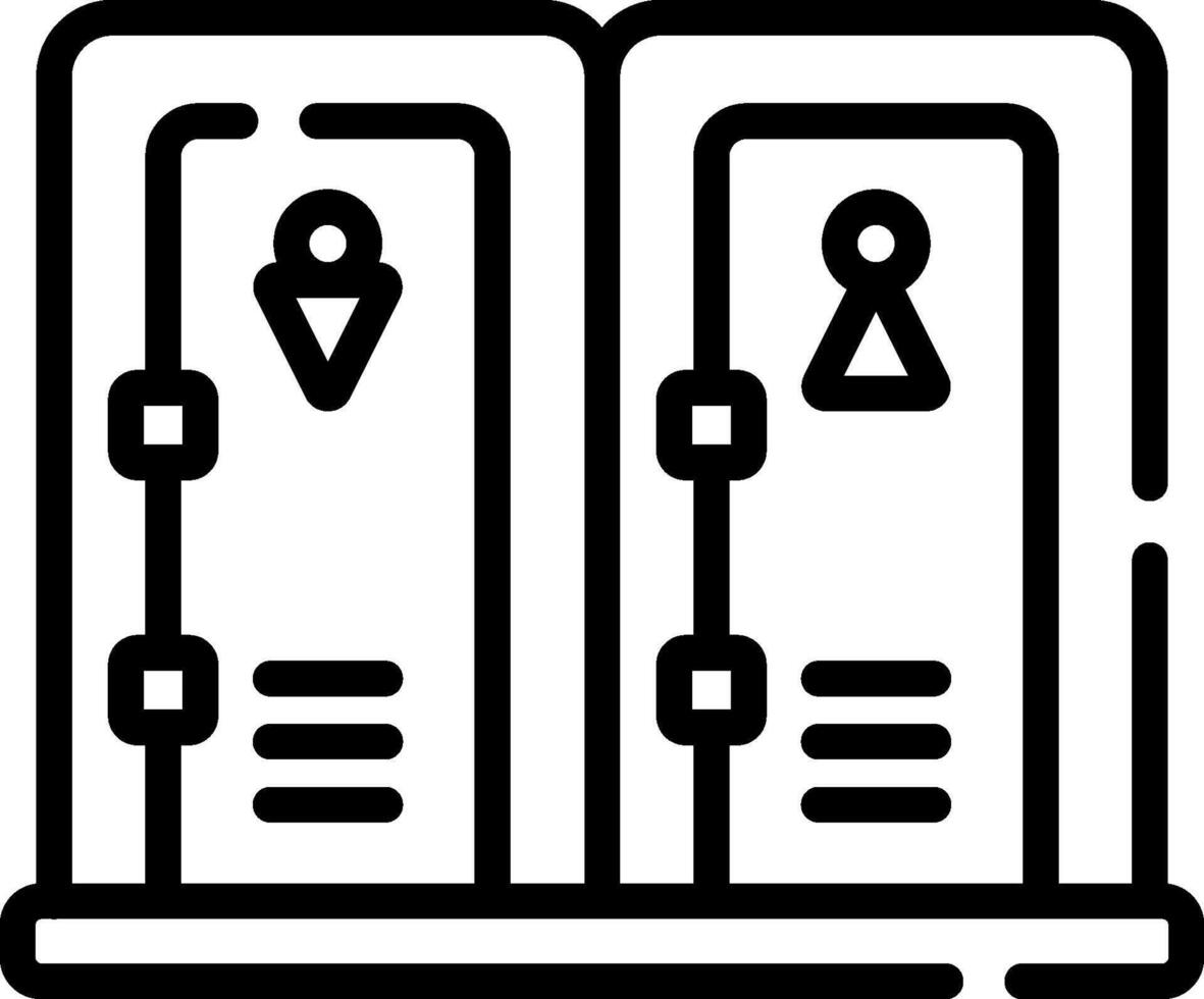 Locker room icon, black and white illustration vector