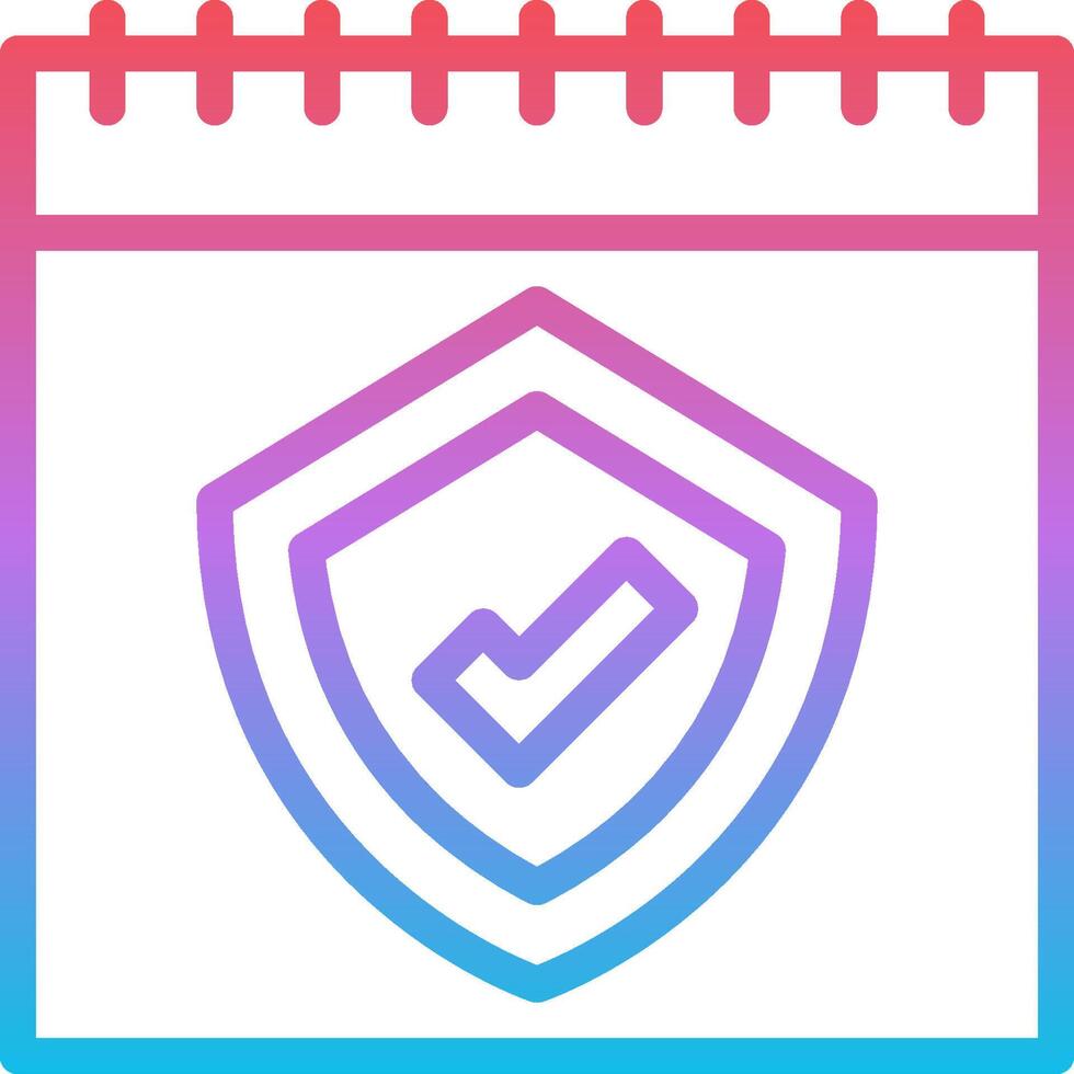 A calendar icon with a shield and check mark vector