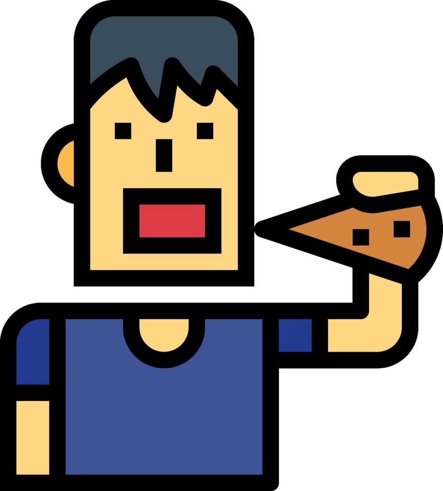 A man holding a slice of pizza in his hand vector