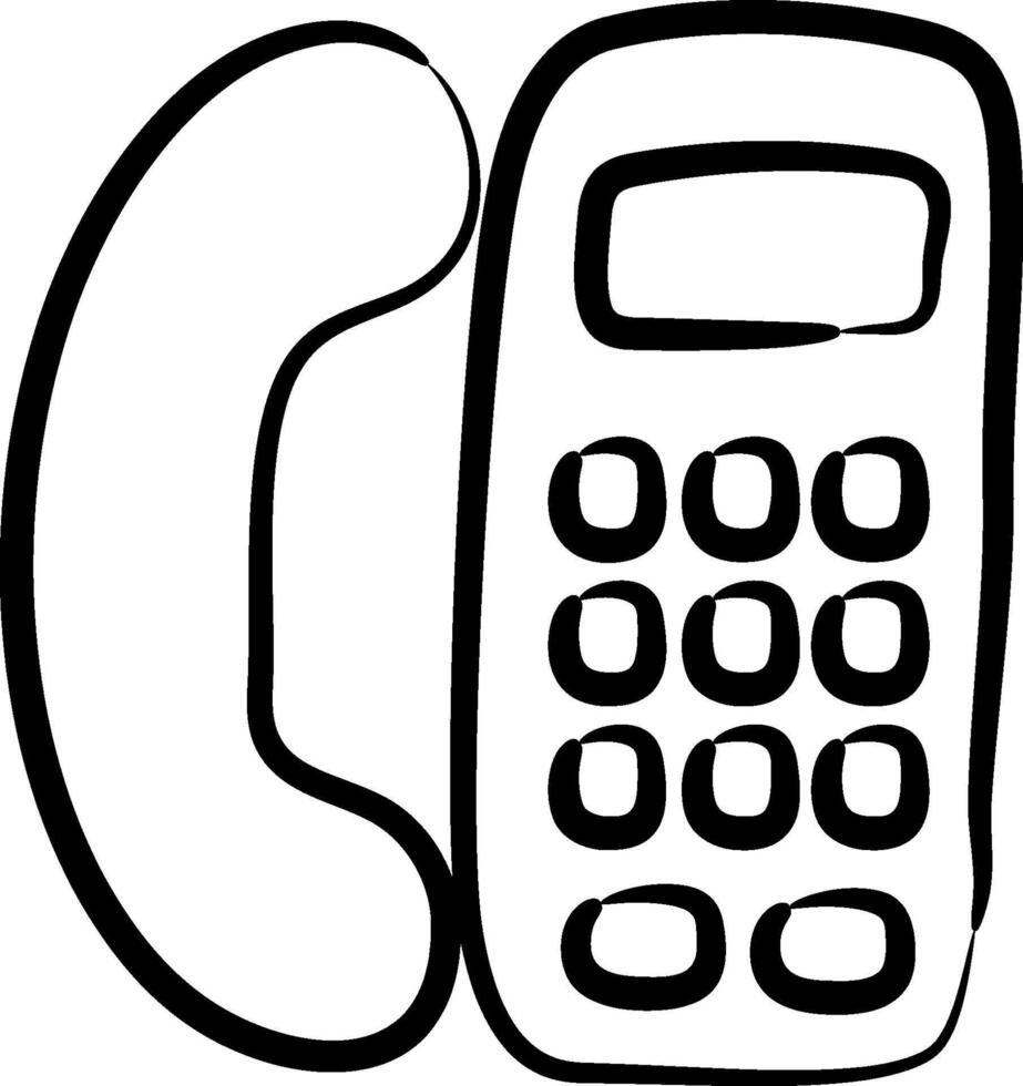 A black and white drawing of a phone vector