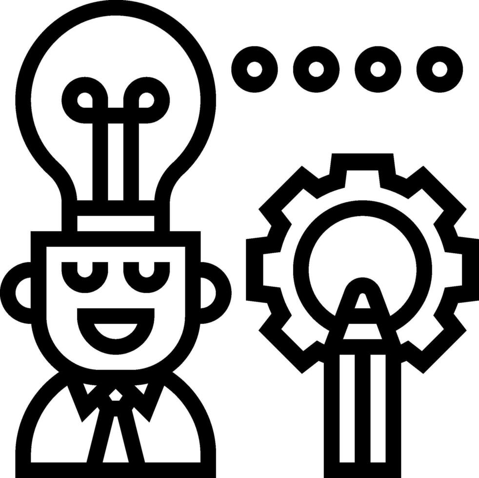 A man with a light bulb and gears in his head vector