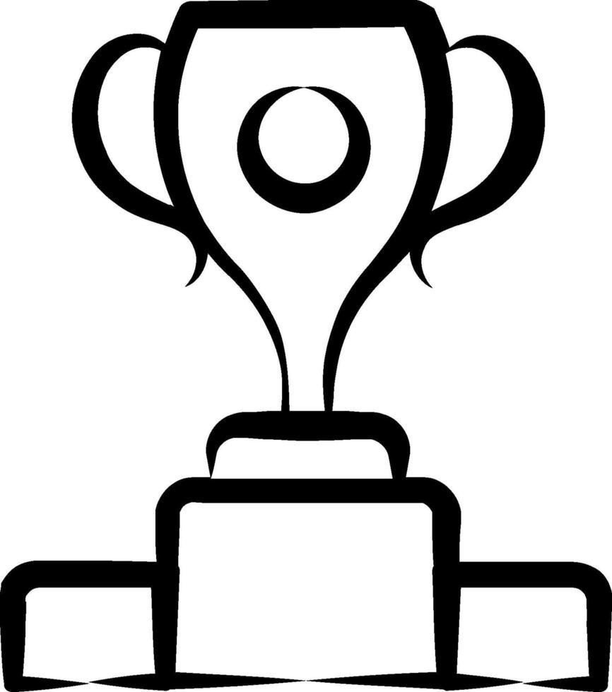 A black and white drawing of a trophy cup vector