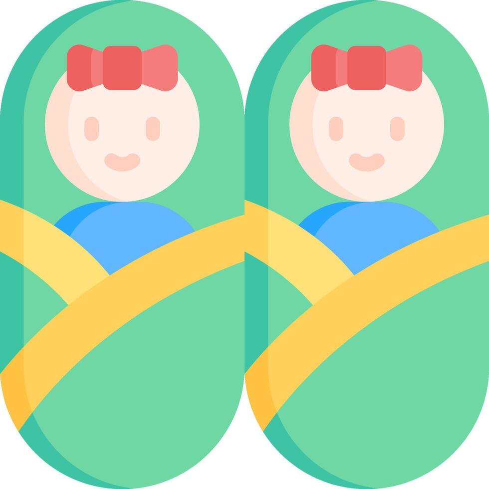 Two babies wrapped in blankets with a yellow ribbon vector