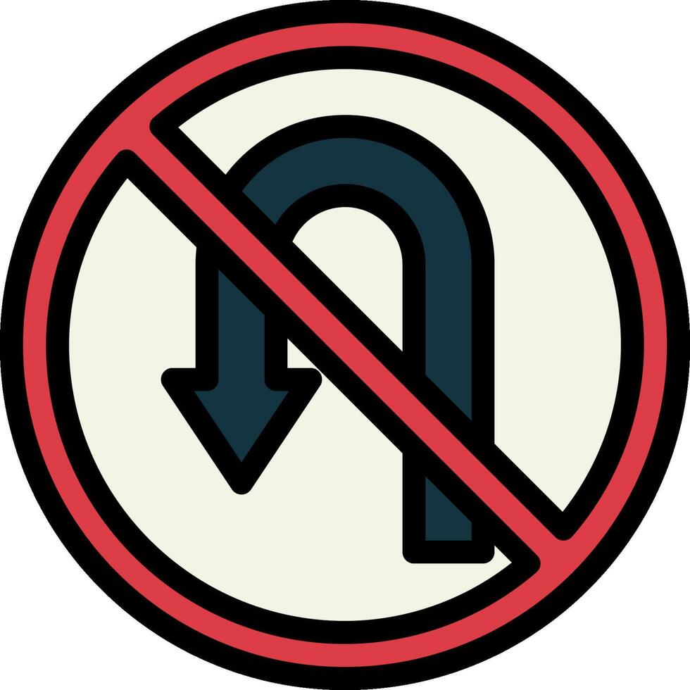 A no turn sign with an arrow pointing down vector