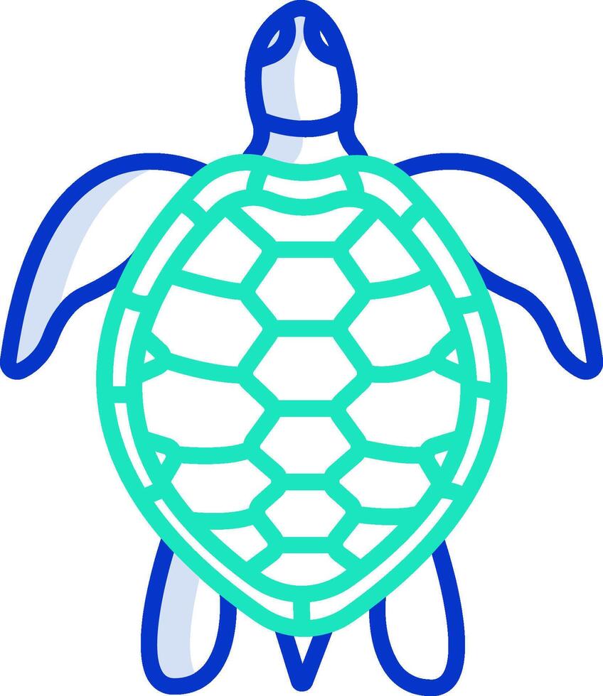A turtle with a blue background and green lines vector