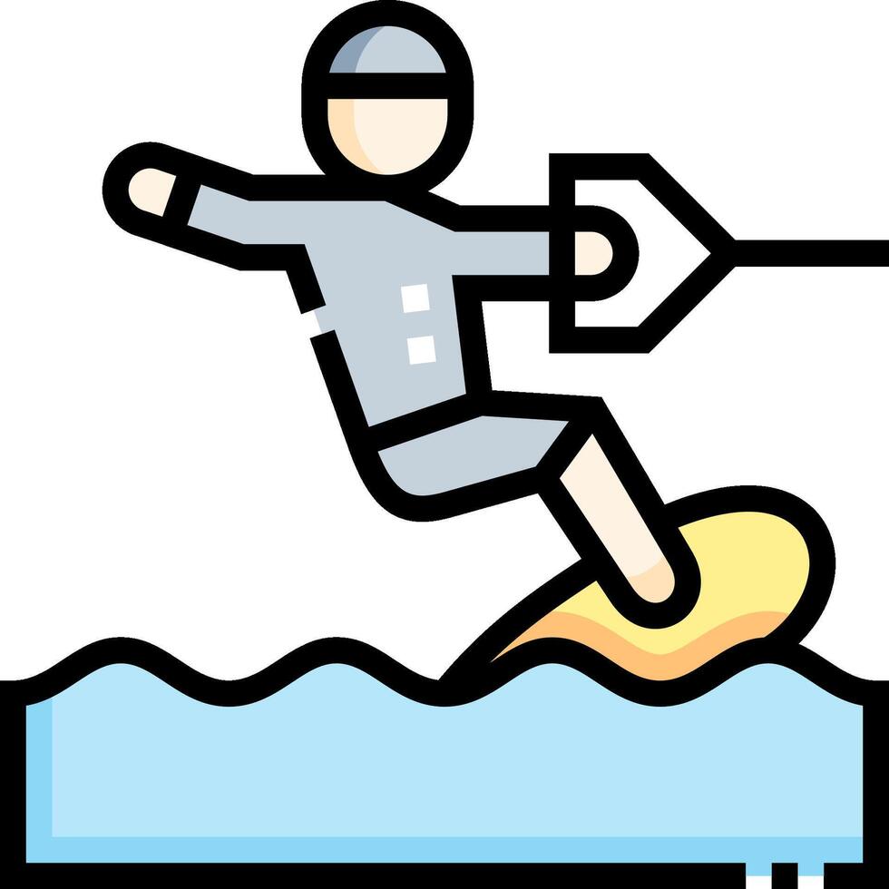 A man is riding a surfboard on a wave vector