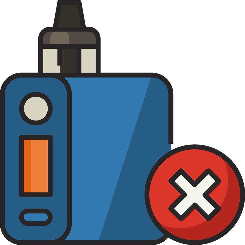 An electronic cigarette with a red cross and a no smoking sign vector
