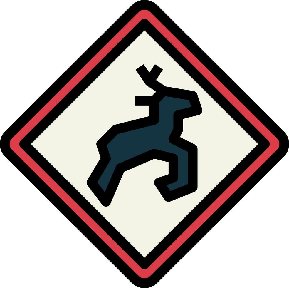 A deer crossing sign with a black and red border vector