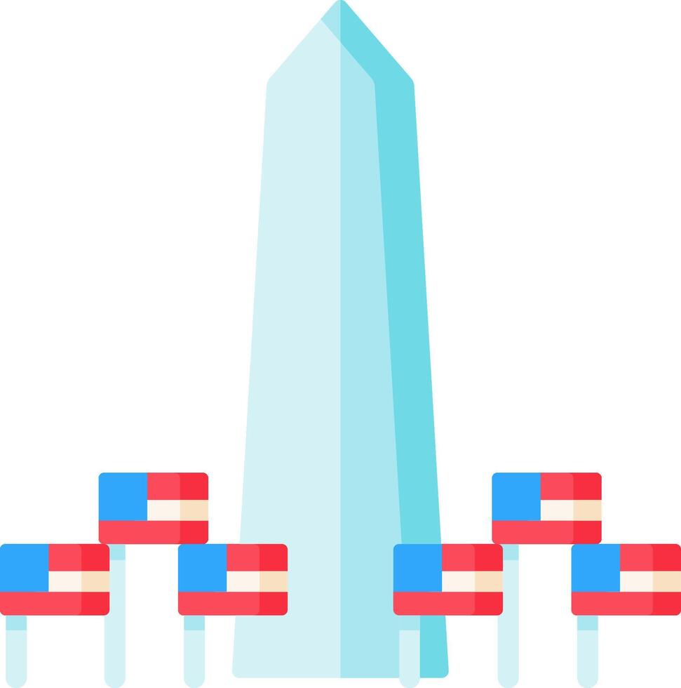 Washington monument with american flags vector