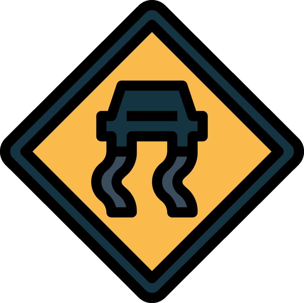 A yellow and black sign with a car on it vector