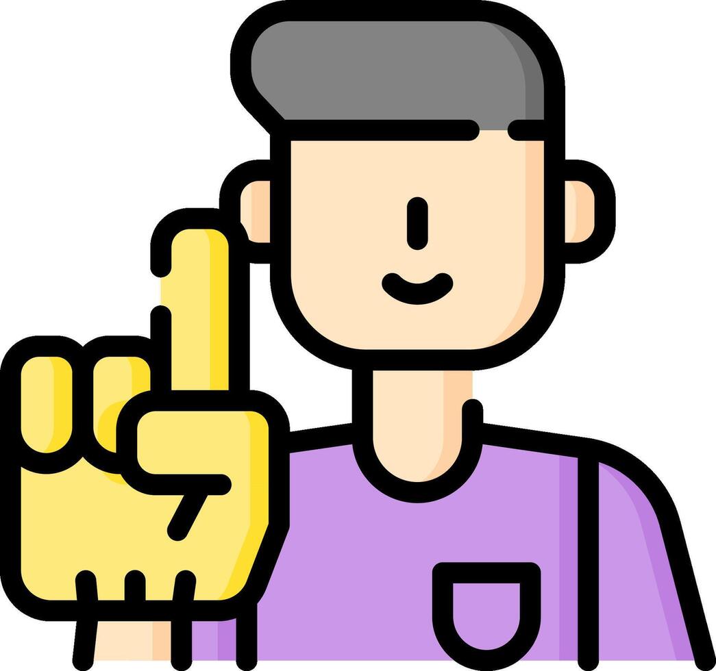 A man with a finger up and a yellow hand vector