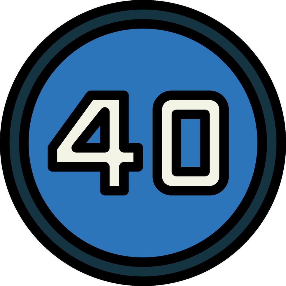 A blue and white circle with the number forty in it vector
