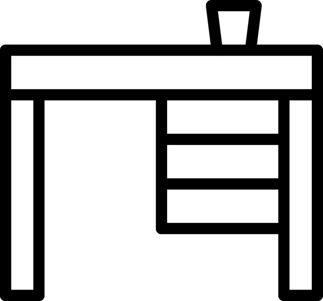 A black and white drawing of a desk vector