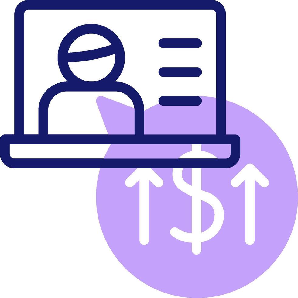A person is using a laptop to access a website with a dollar sign vector