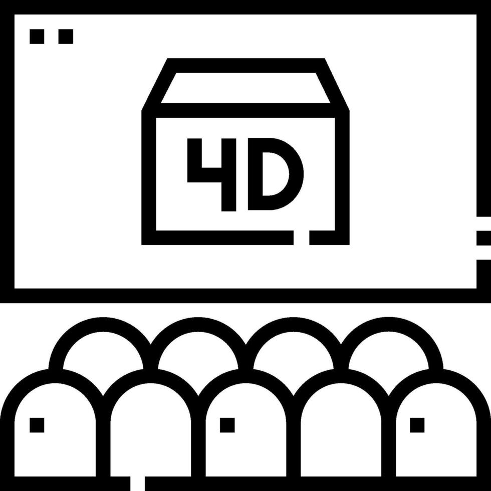 An icon of a movie theater with the word 4d on it vector