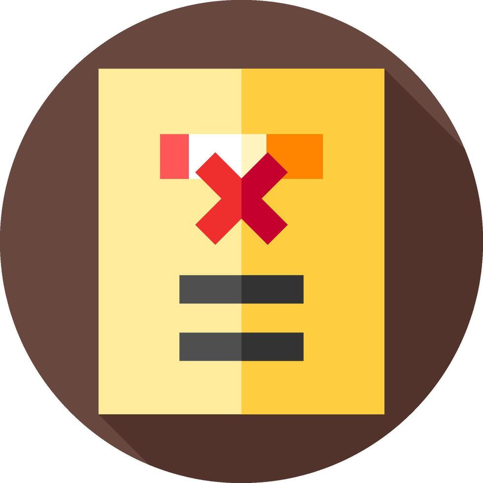 A yellow document with an x on it vector