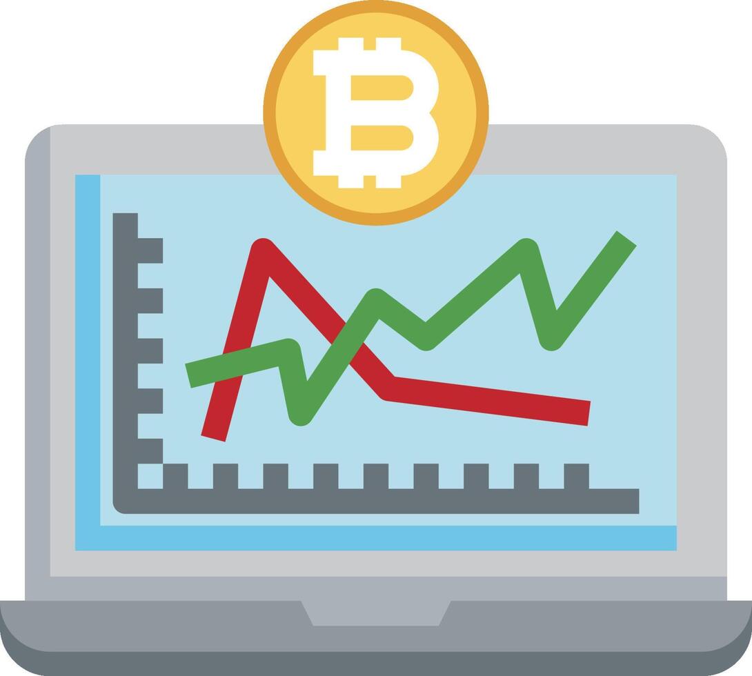 Bitcoin price chart on laptop vector