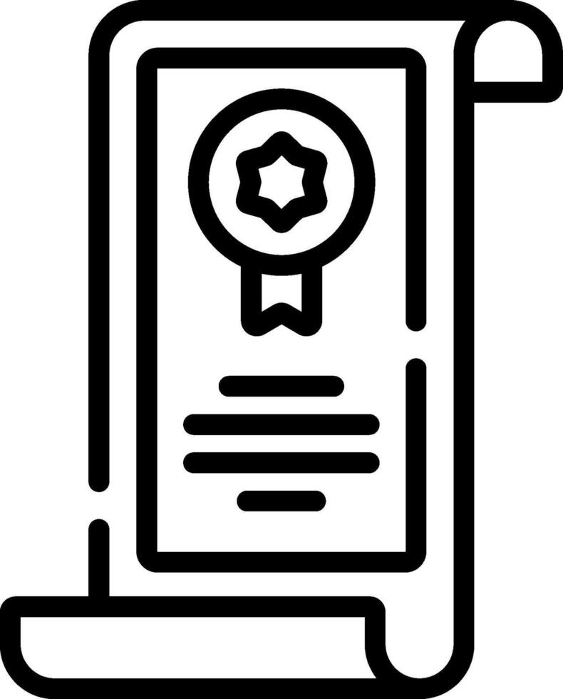 A black and white icon of a certificate vector