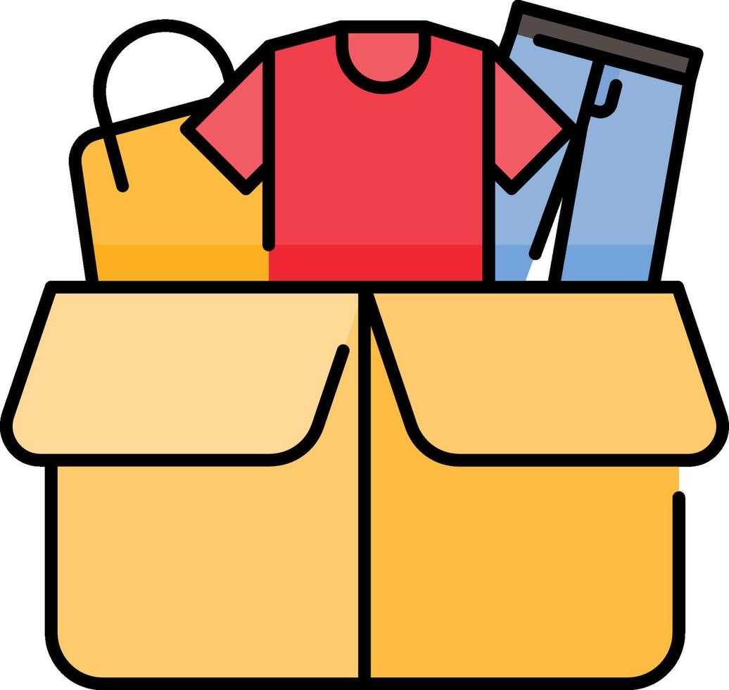 An open box with clothes and other items vector