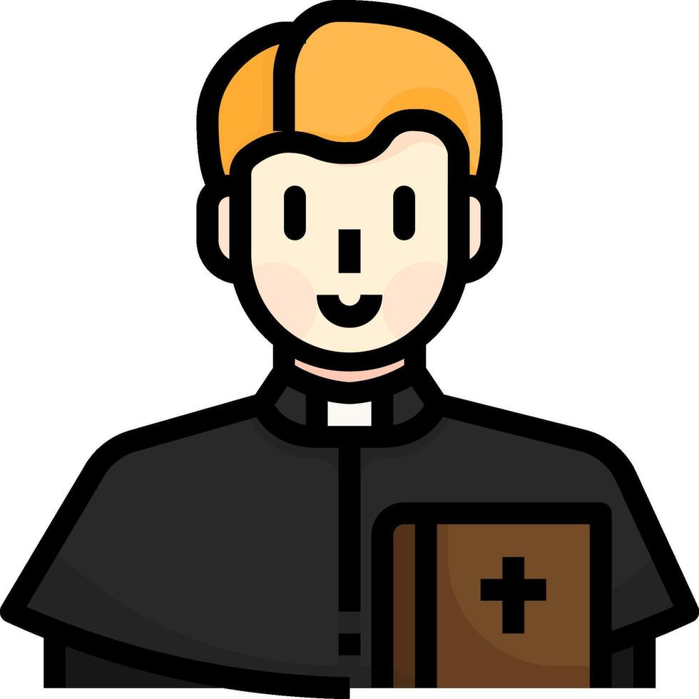 A cartoon priest holding a bible vector