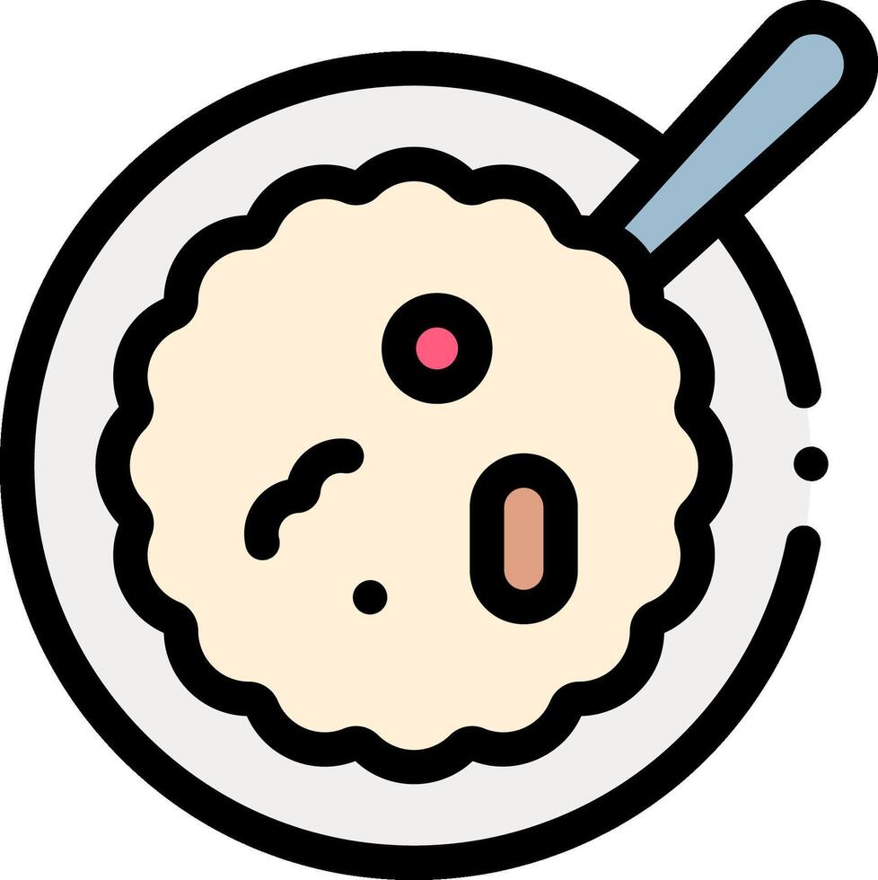 A bowl of rice with a spoon on top vector
