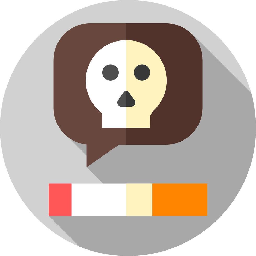 A flat icon of a skull with a cigarette vector