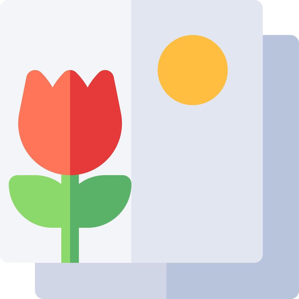 A red flower with a yellow sun in the background vector