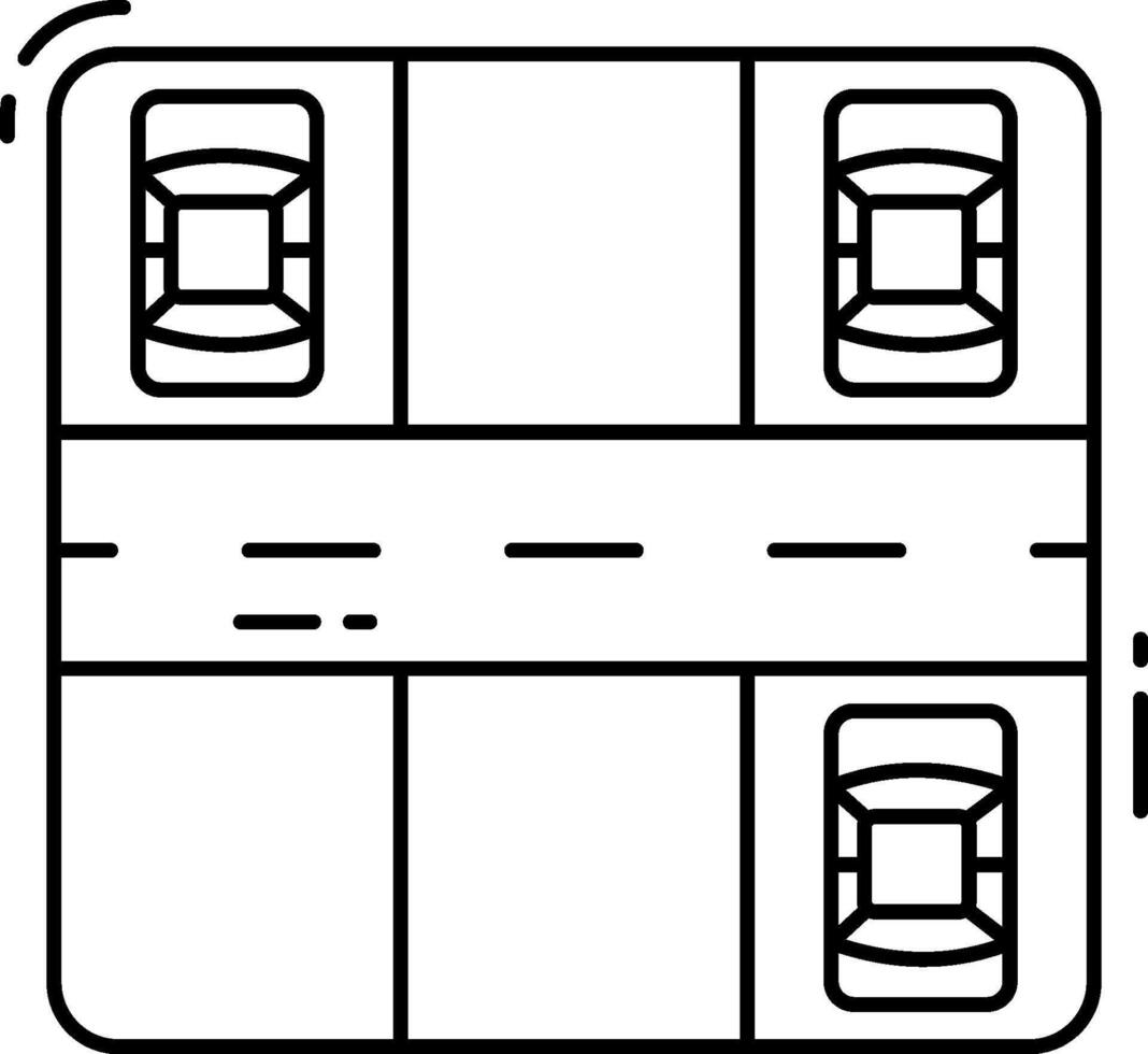 A black and white drawing of a car driving on the road vector