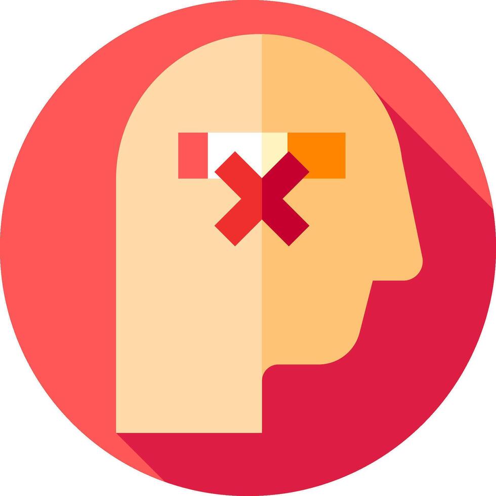 A flat icon of a person with a red cross on the head vector