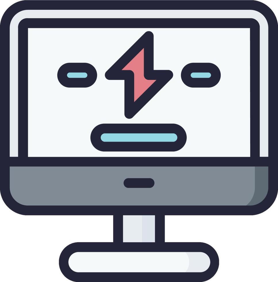 A computer monitor with a lightning bolt on it vector