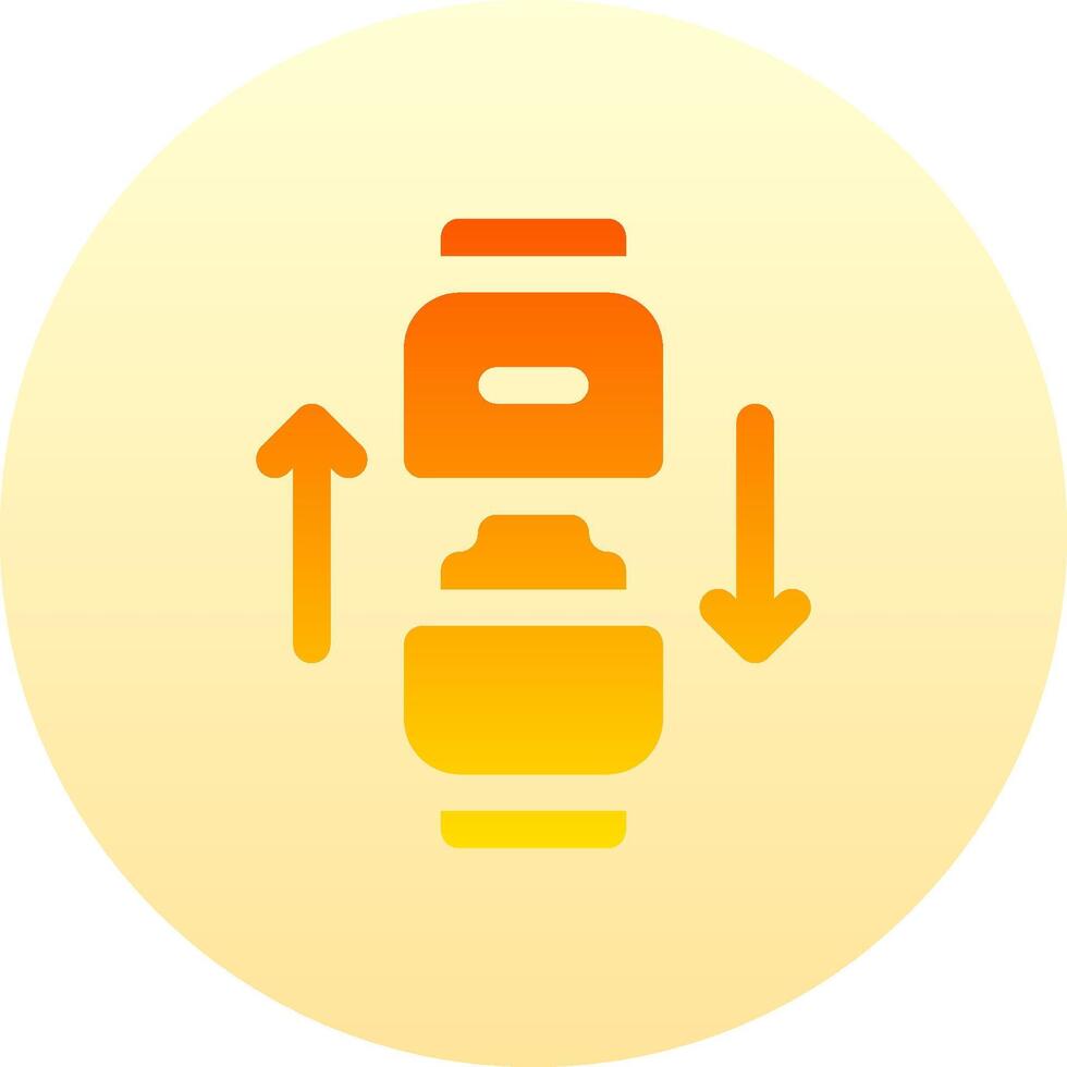 A yellow and orange icon with a fork and a forklift vector