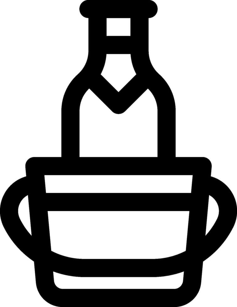 A black and white illustration of a bottle in a bowl vector