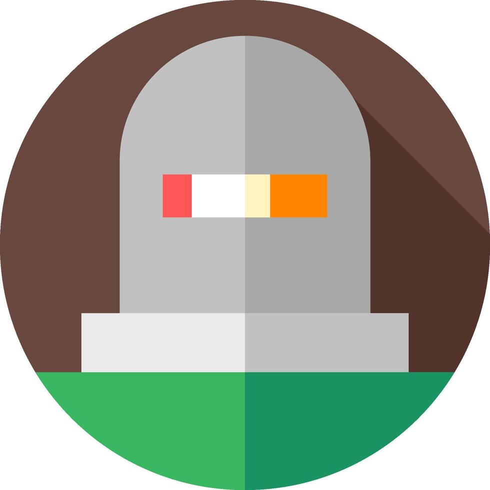 A flat icon of a tombstone with a red light vector