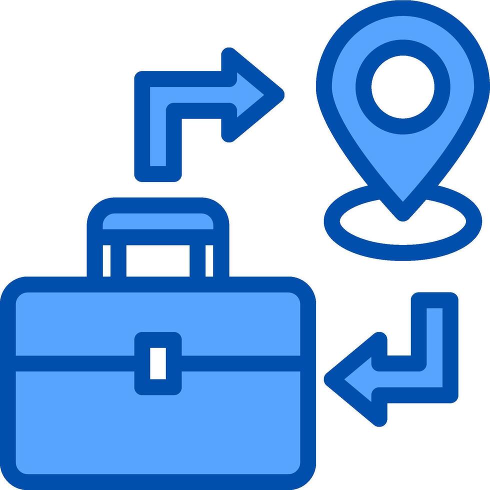 The location of the business is shown with a map pin and a suitcase vector
