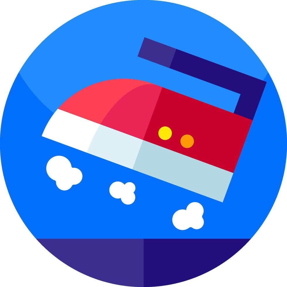 A flat icon of a steam iron with a red hat vector