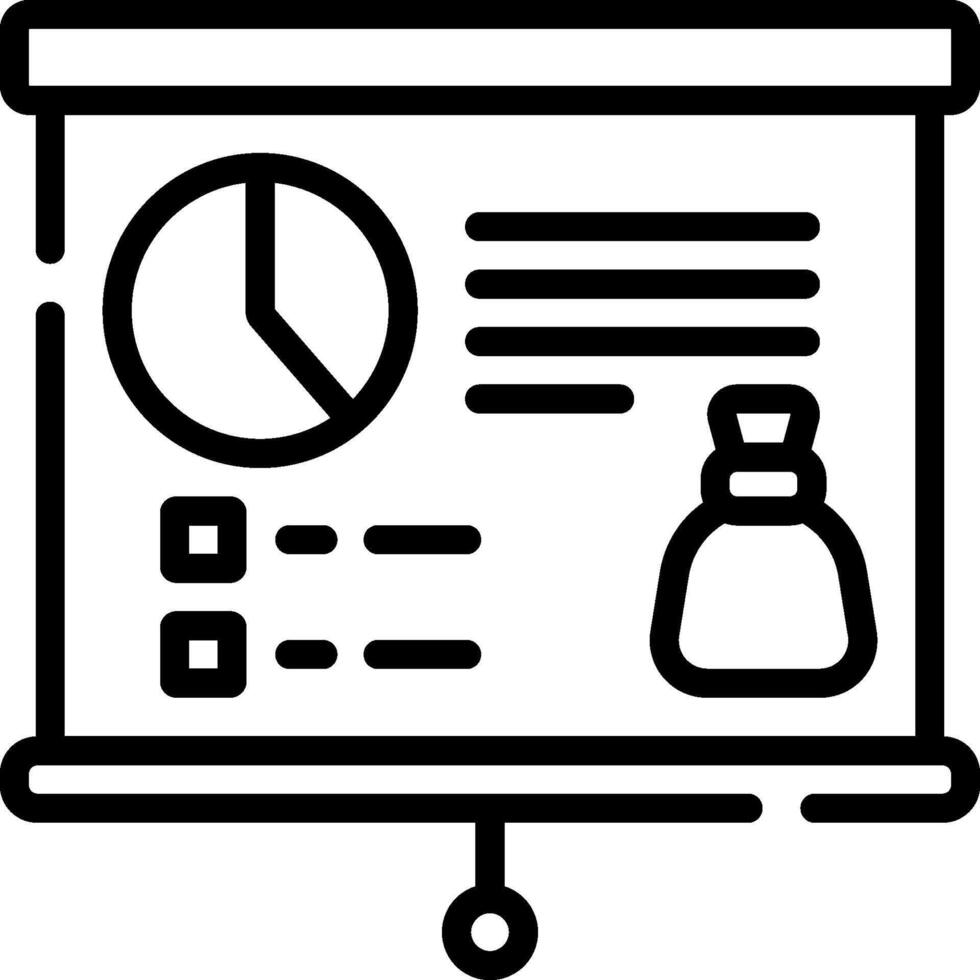 A presentation board with a clock and a bottle vector