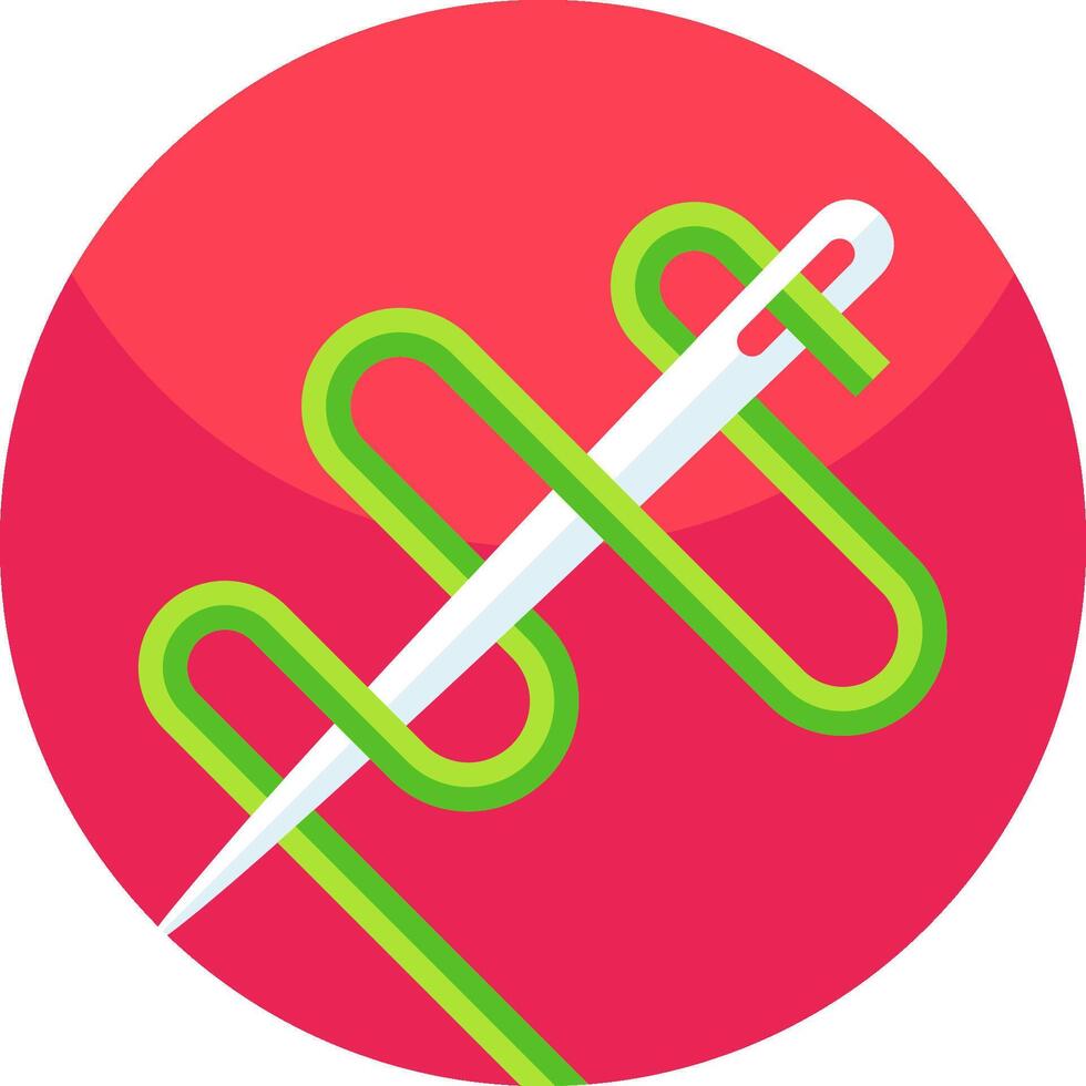 A needle and thread icon on a red background vector