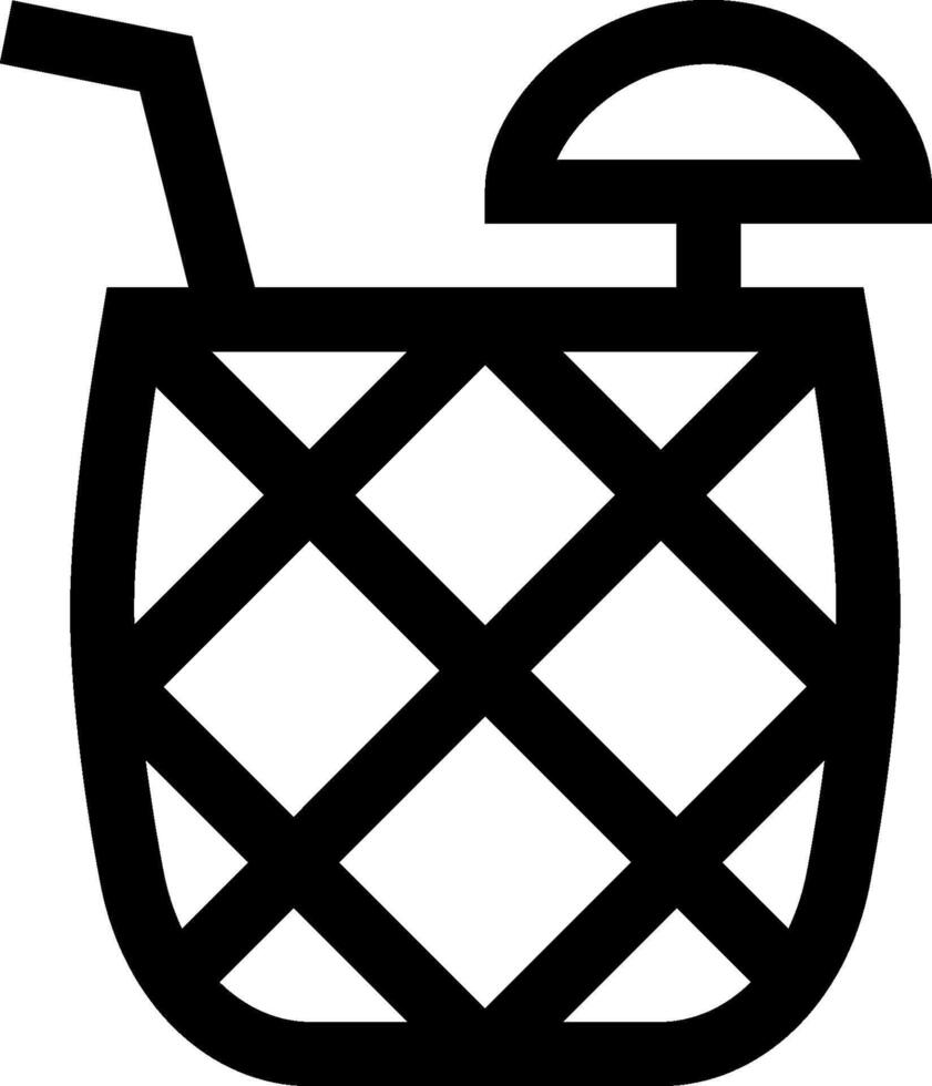 A black and white illustration of a drink in a glass vector