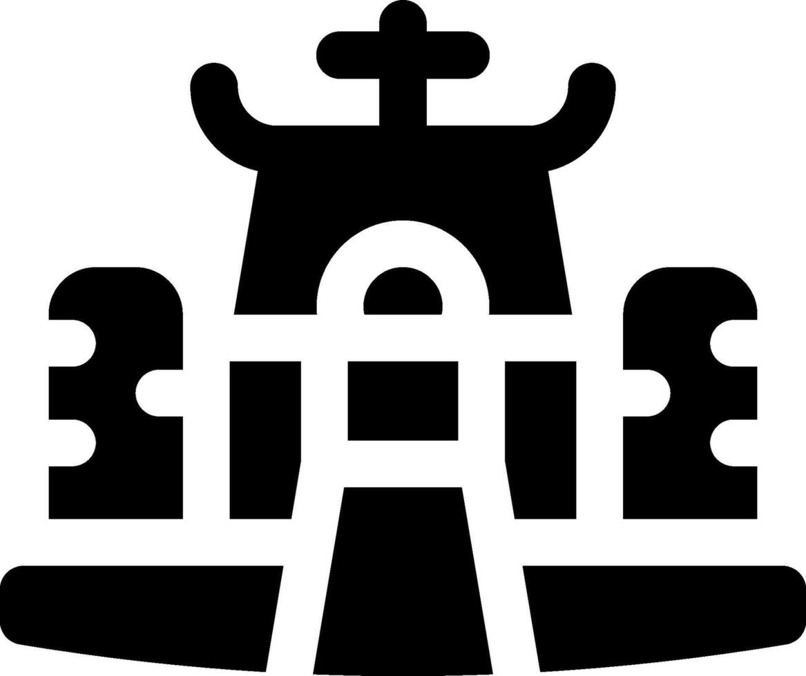 A black and white image of a building with a cross on top vector