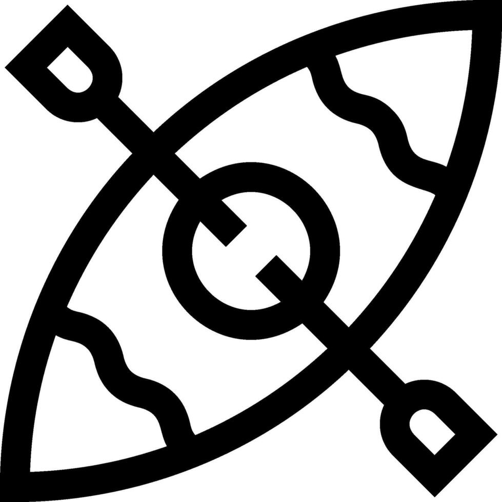 A black and white image of a boat with a bow and arrow vector