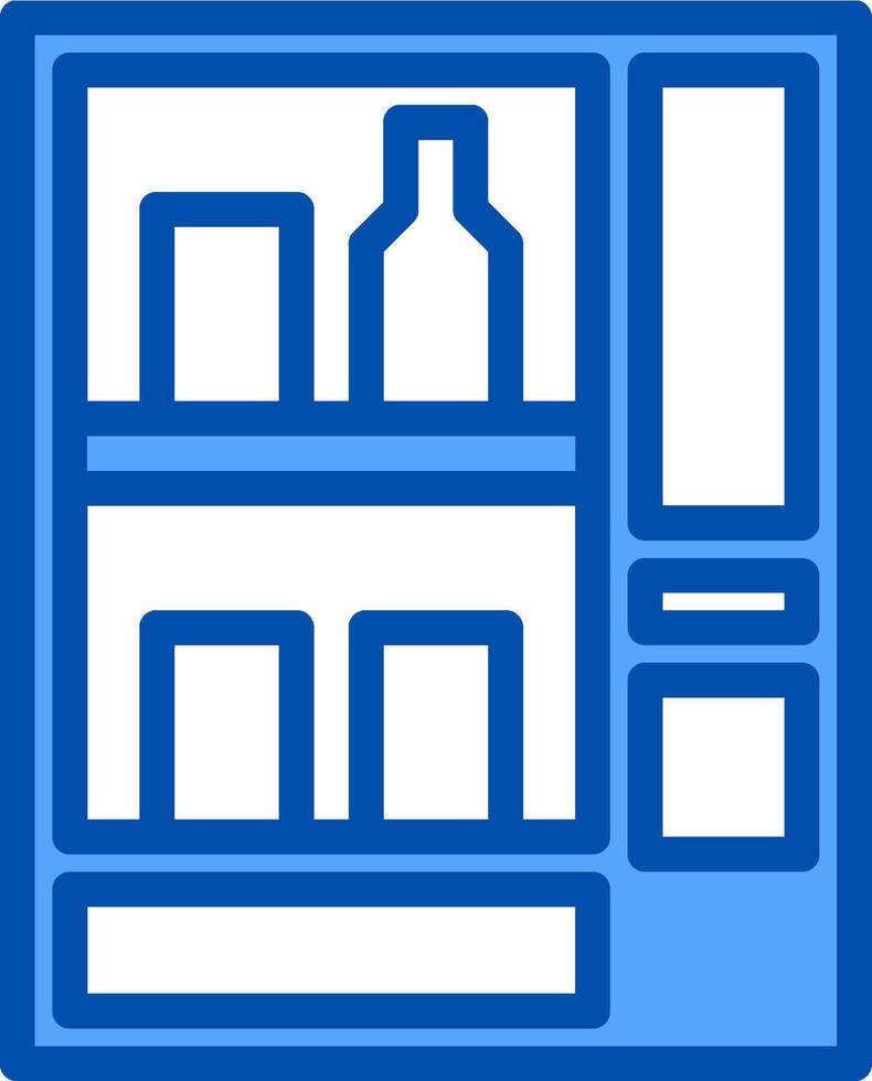 A blue vending machine with bottles and other items vector