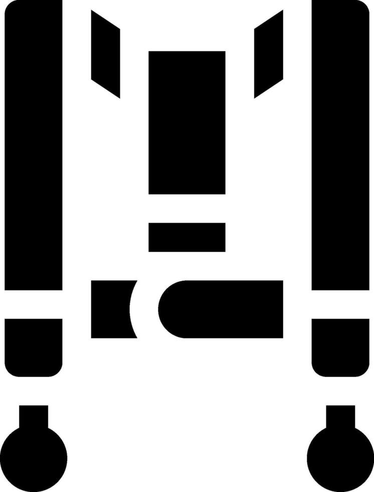 A black and white icon of a backpack vector