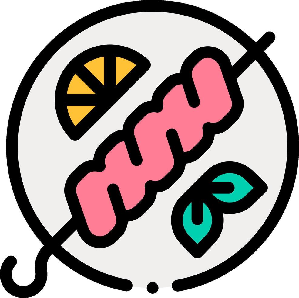 A logo for a restaurant with a skewer and a slice of lemon vector