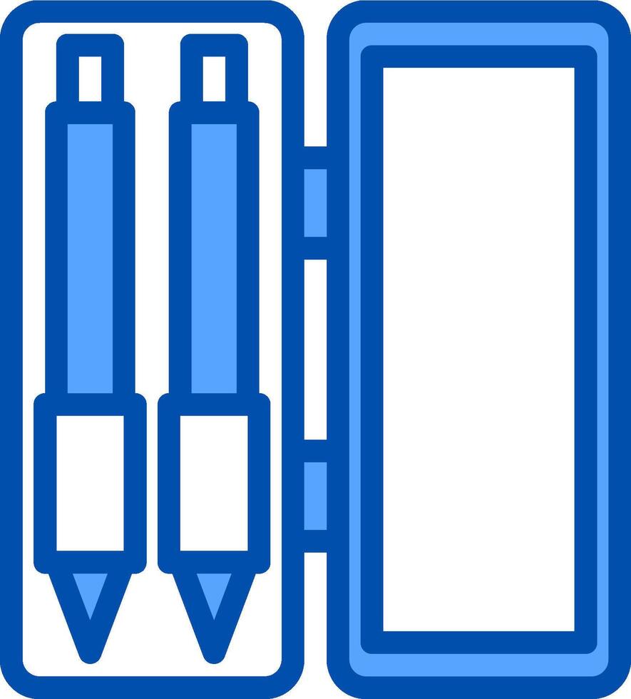 A blue pencil case with two pens inside vector