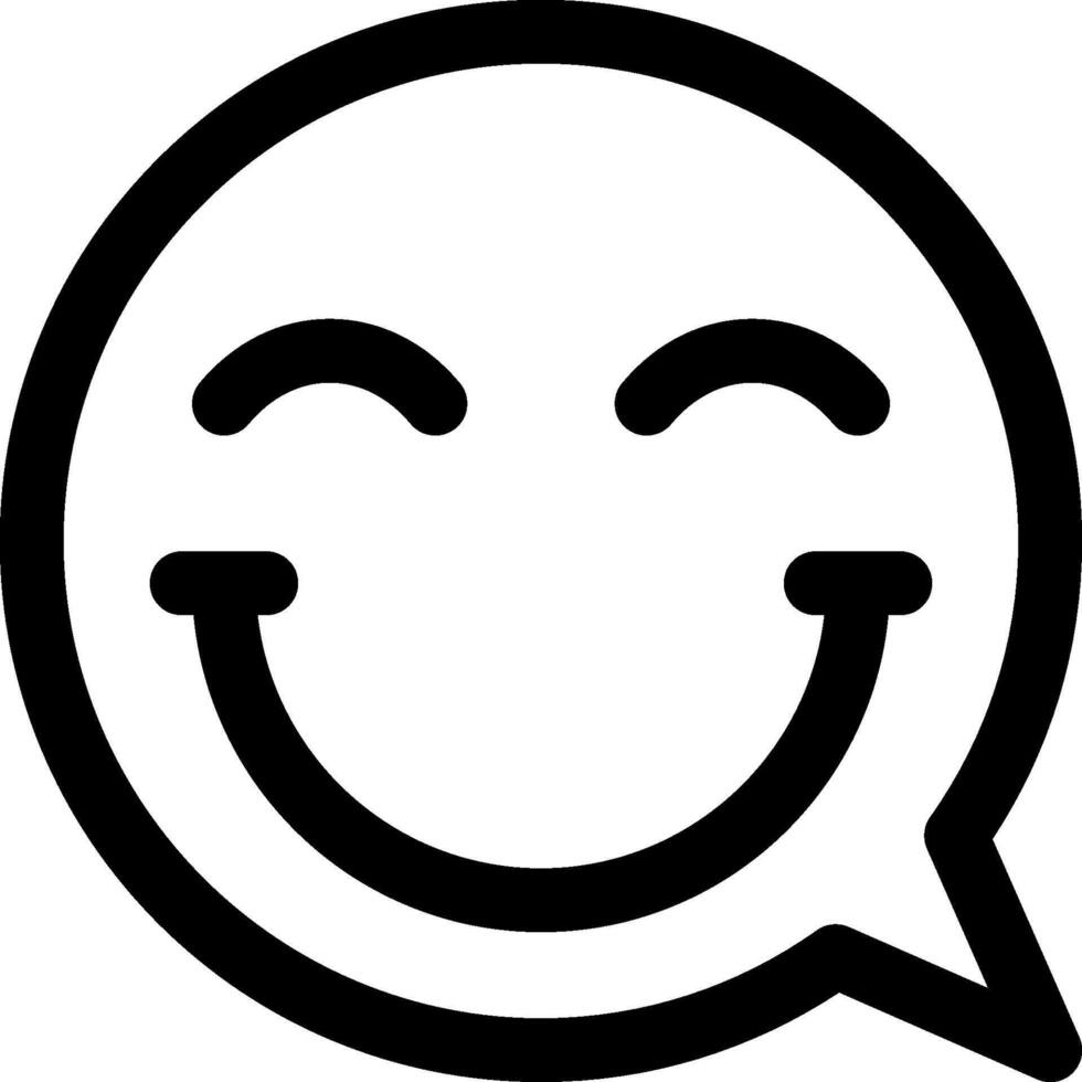 A black and white smiley face with a speech bubble vector