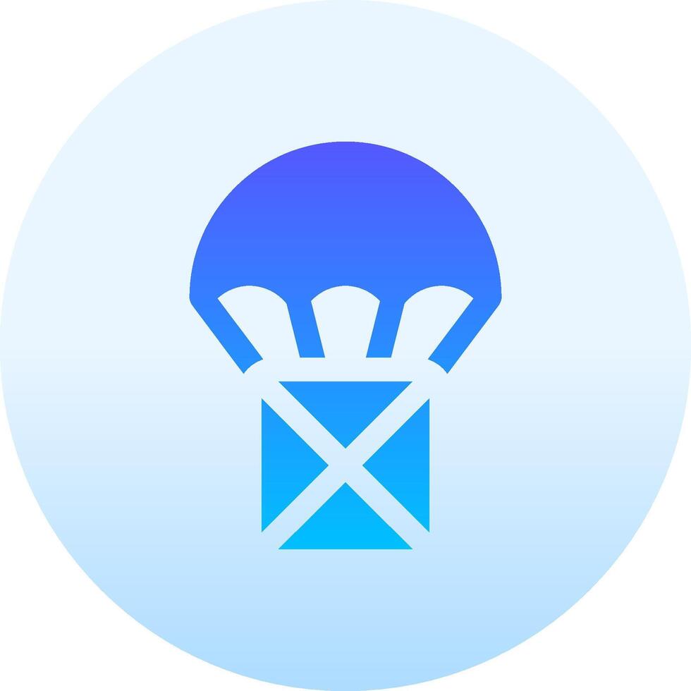 A blue and white icon with a parachute vector
