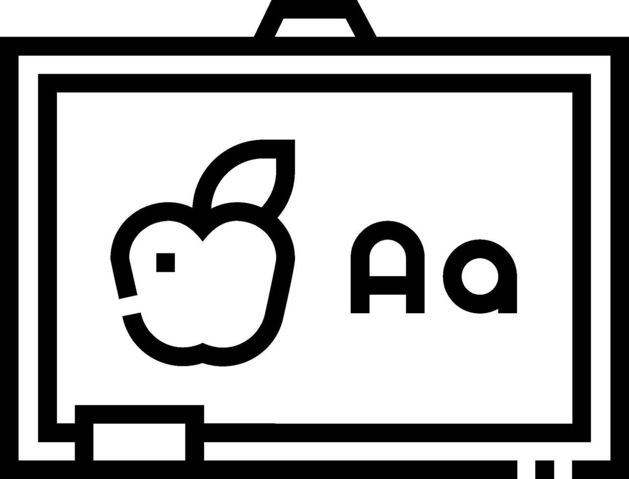 A black and white apple on a blackboard with the letter a vector