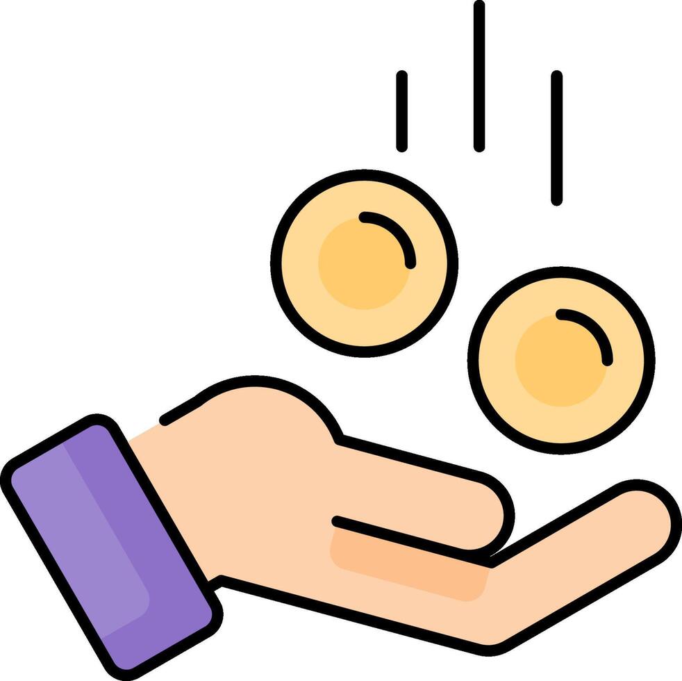 Hand holding coins with a white background vector