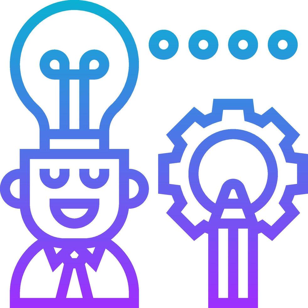 A man with a light bulb and gears vector